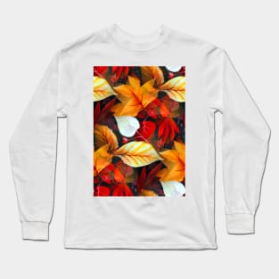 Realm of Foliage with Maple Leaves in Earth Warm Colors Long Sleeve T-Shirt